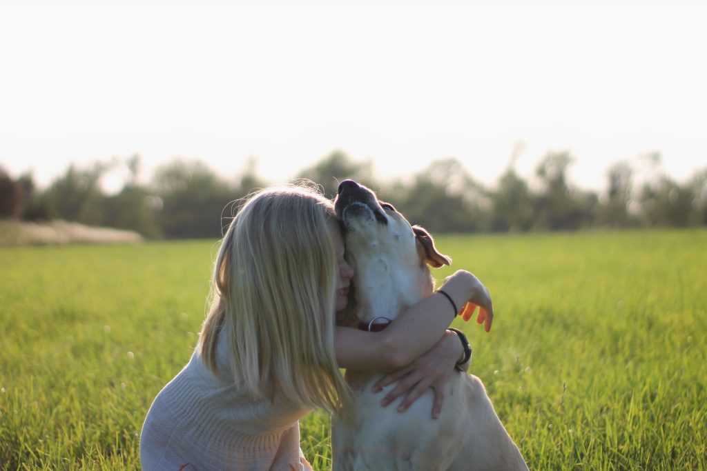 Ukrainian school children learn to care for dogs 10 young girl and dog-min