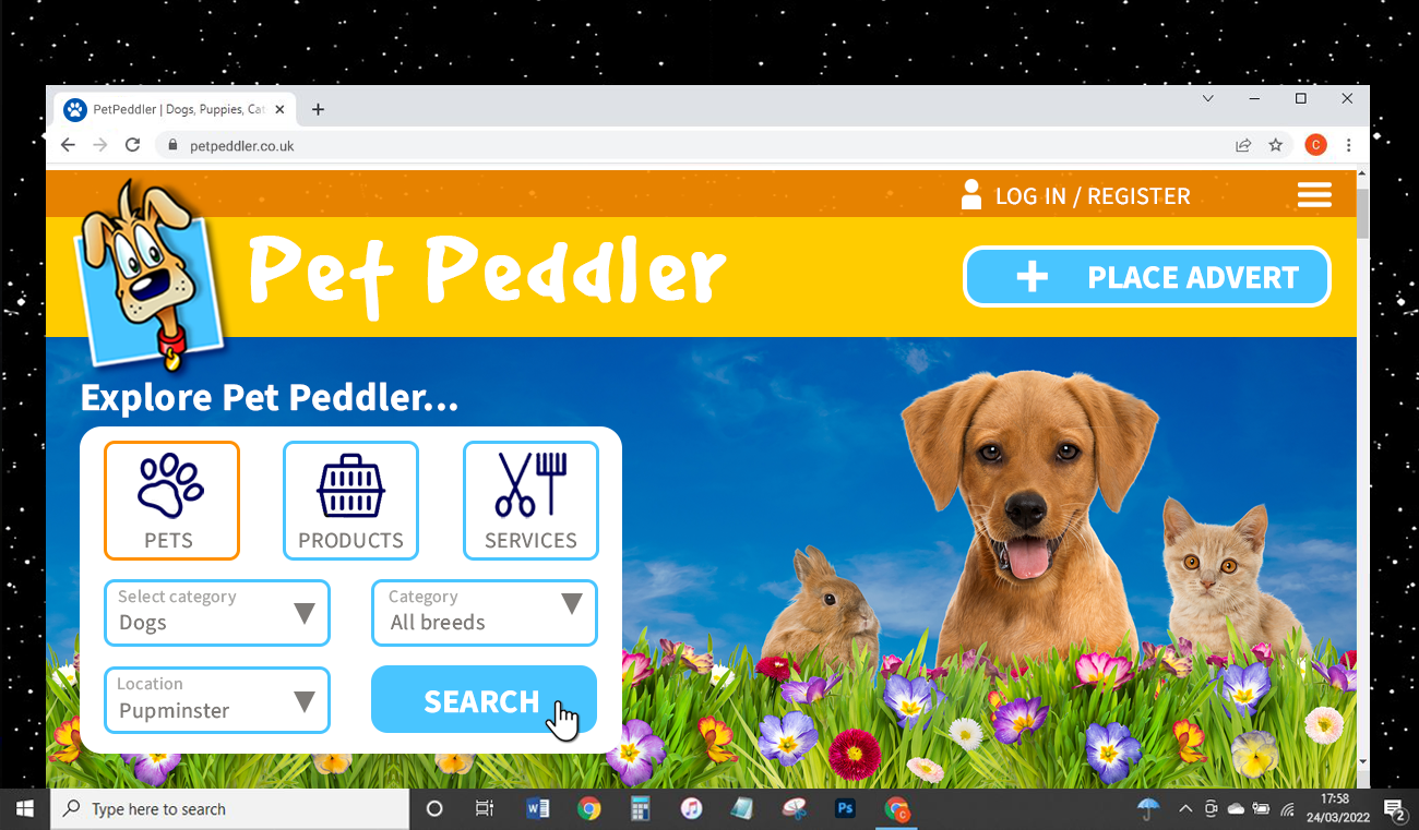 Fictitious pet selling website Pet Peddler
