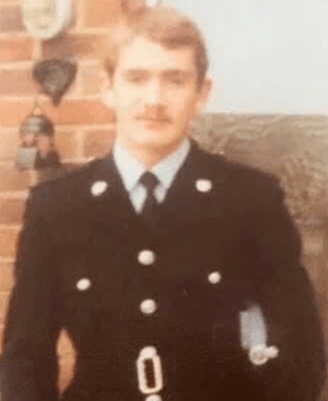 Mark Randell, animal abuse campaign manager, as a police constable