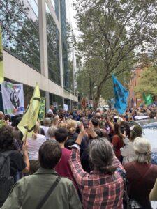 restore nature now rally outside DEFRA offices in London 2023
